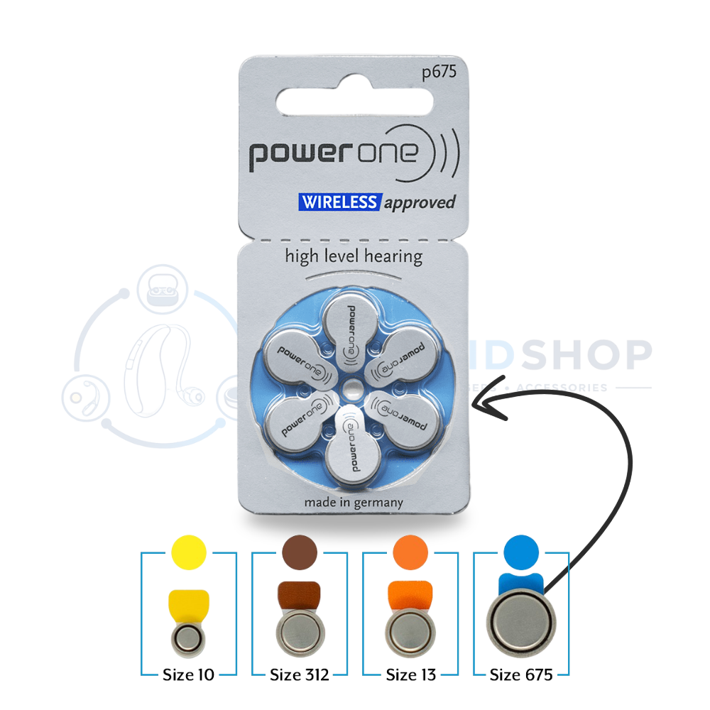 Power One Hearing Aid Batteries Size - 675