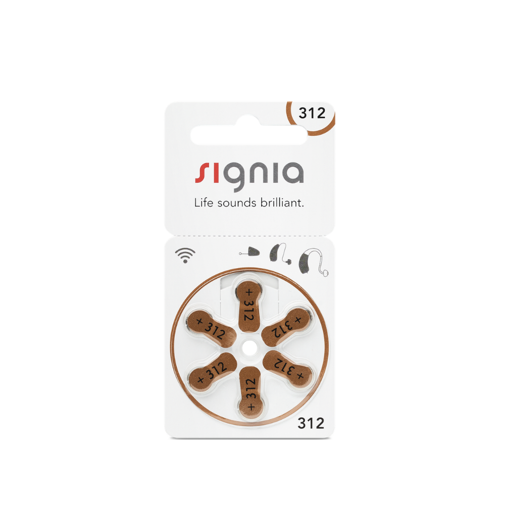 Signia Hearing Aid Batteries Size - 312 - (Compatible With: RIC, ITC, ITE & Other Size 312 Hearing Aids)