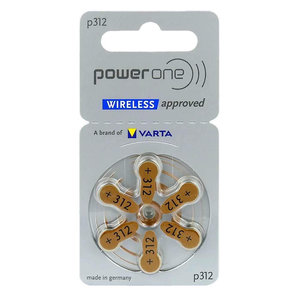 Power One Hearing Aid Batteries Size - 312 - 1 Strip 6 Batteries