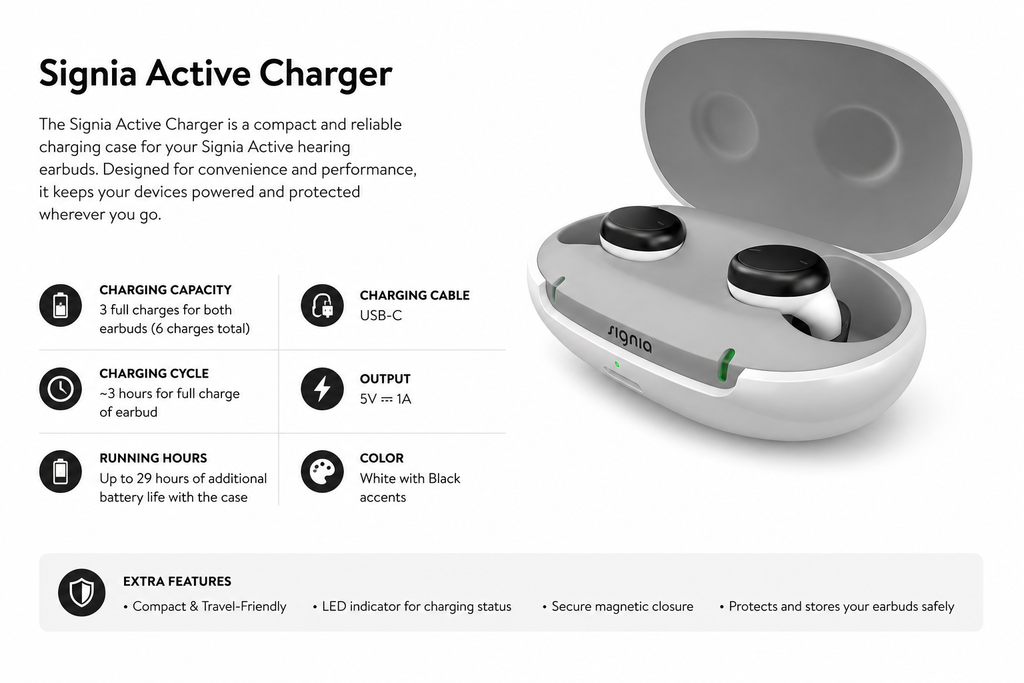 Signia Active Charger – Original Portable Charging Case (USB-C)